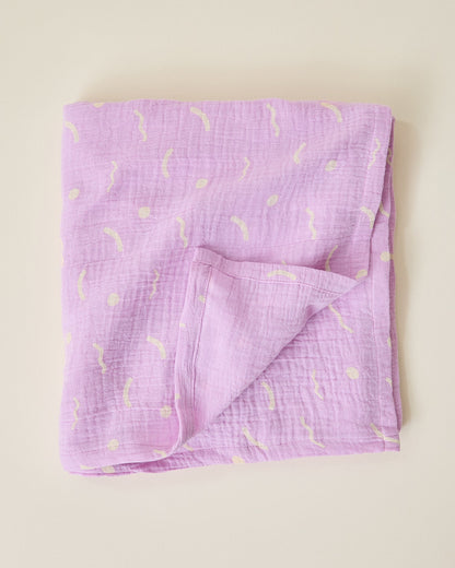 Organic Muslin Swaddle | Lilac Squiggles