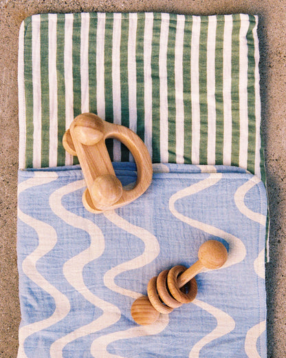 Organic Muslin Burp Cloth (Three-Pack) | Sage Stripe