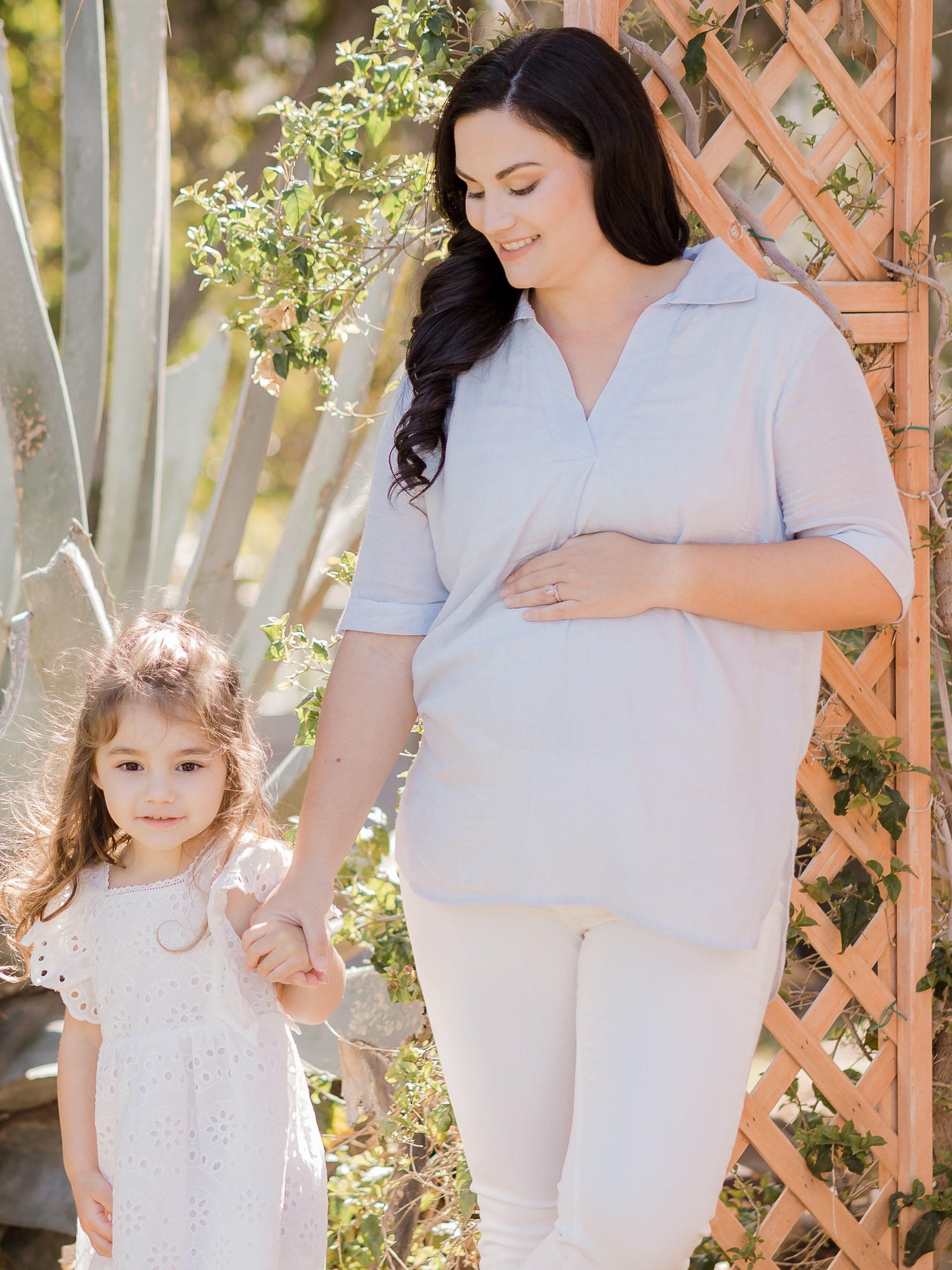 Oversized Nursing & Maternity Collared Top | Blue Pinstripe