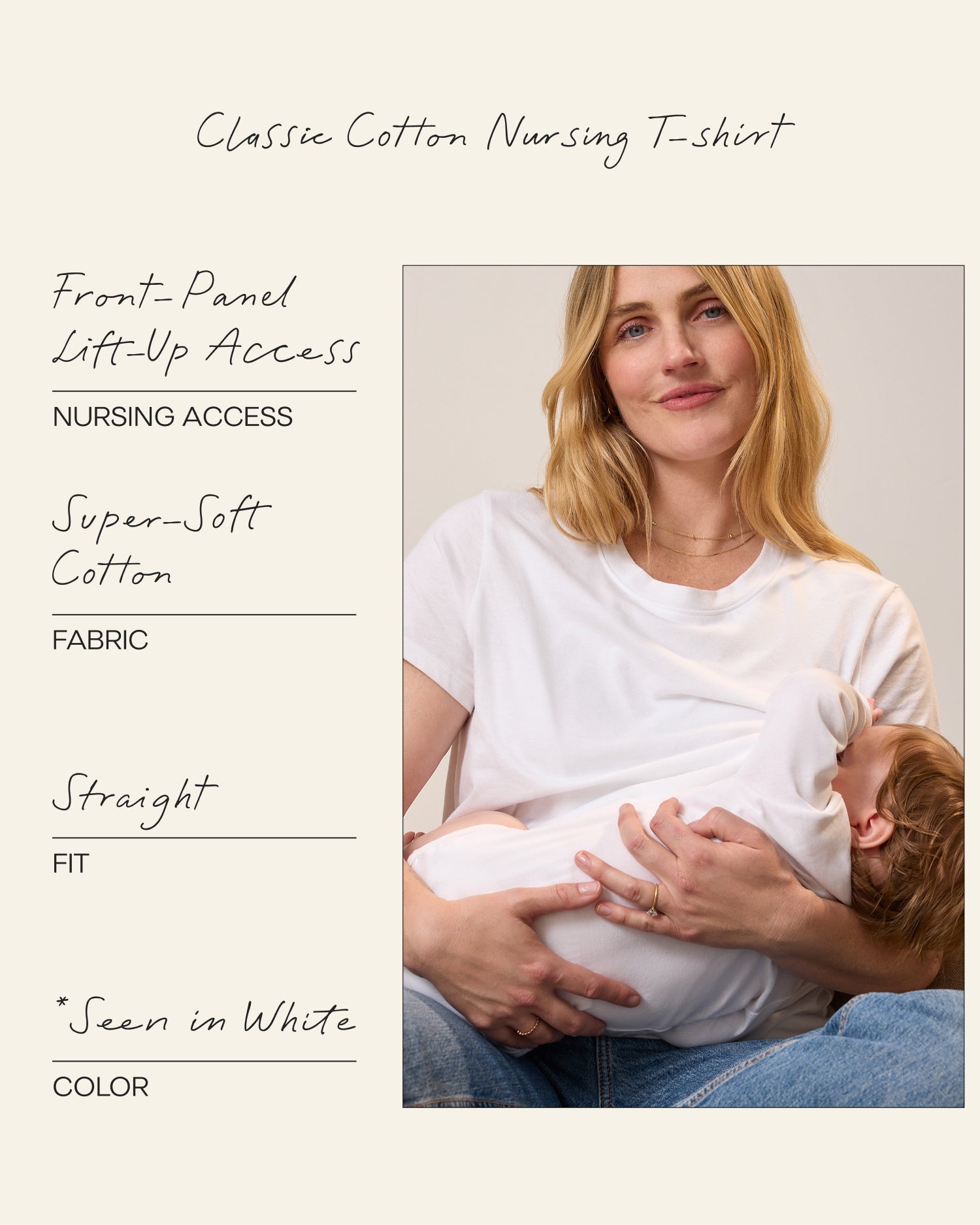 Classic Cotton Nursing T-shirt | Navy & White Stripe - Embroidered