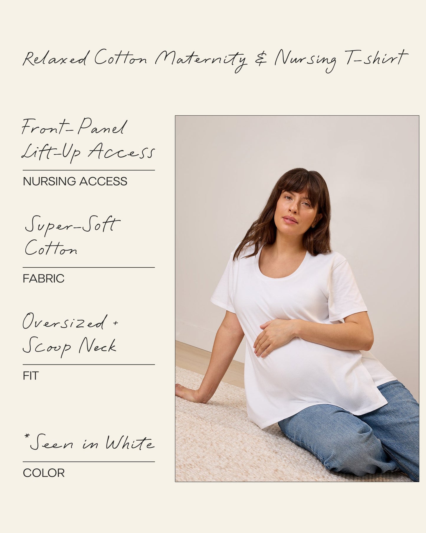 Relaxed Cotton Maternity & Nursing T-shirt | White