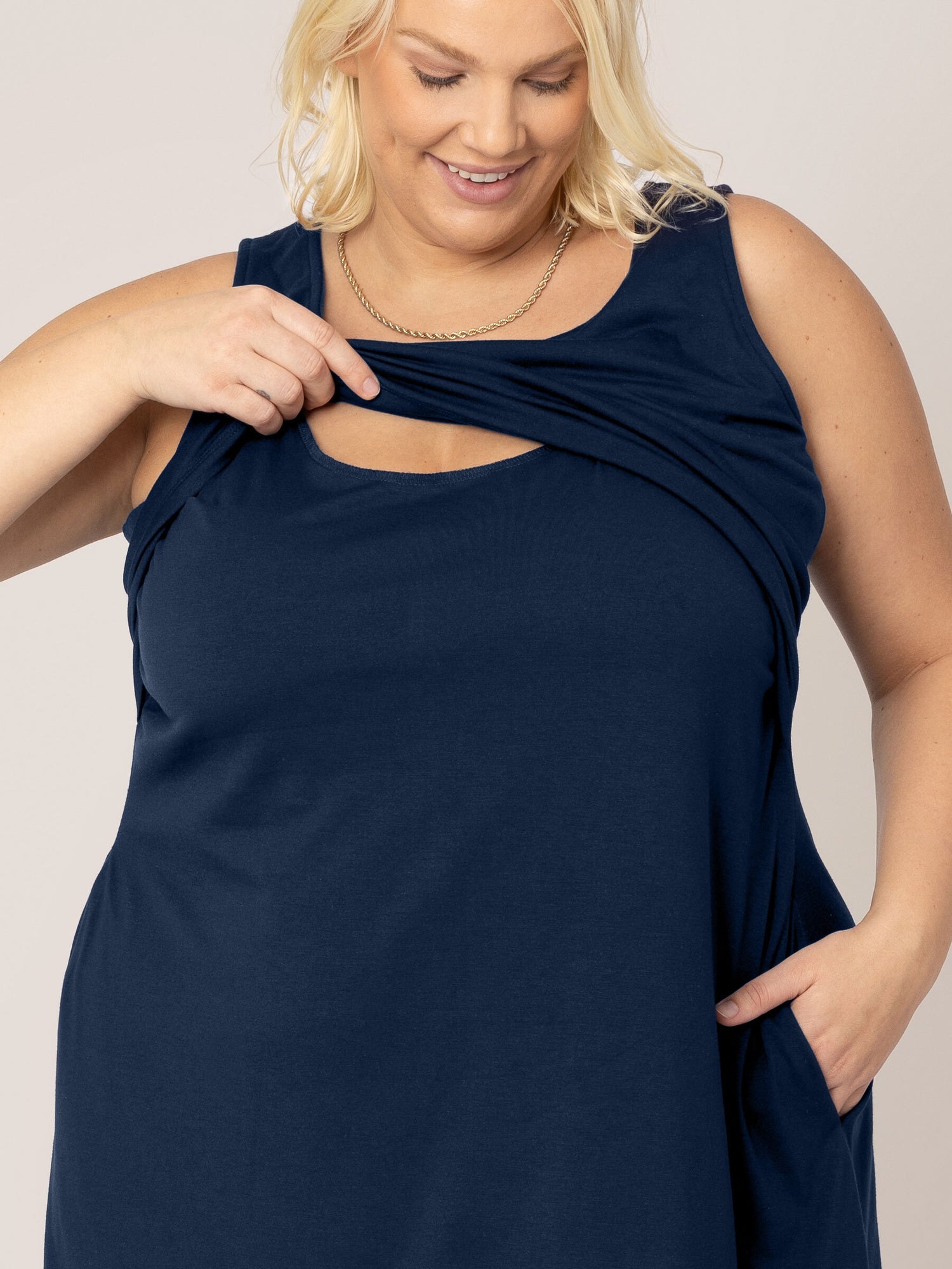 Penelope Crossover Nursing Dress | Navy