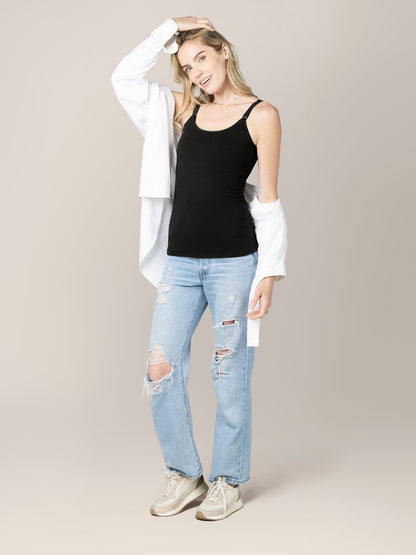 Picot Trim Nursing Camisole | Black