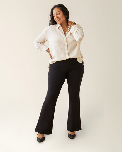 Postpartum Ponte Flare Pant | Black