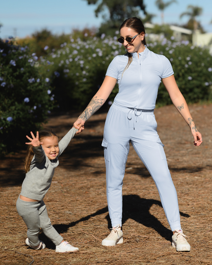 Presley Active Zip Front Nursing Top | French Blue