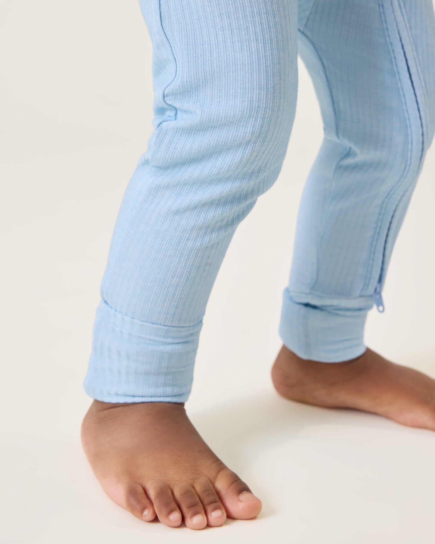 Ribbed Bamboo Baby Pajama | Blue Heather