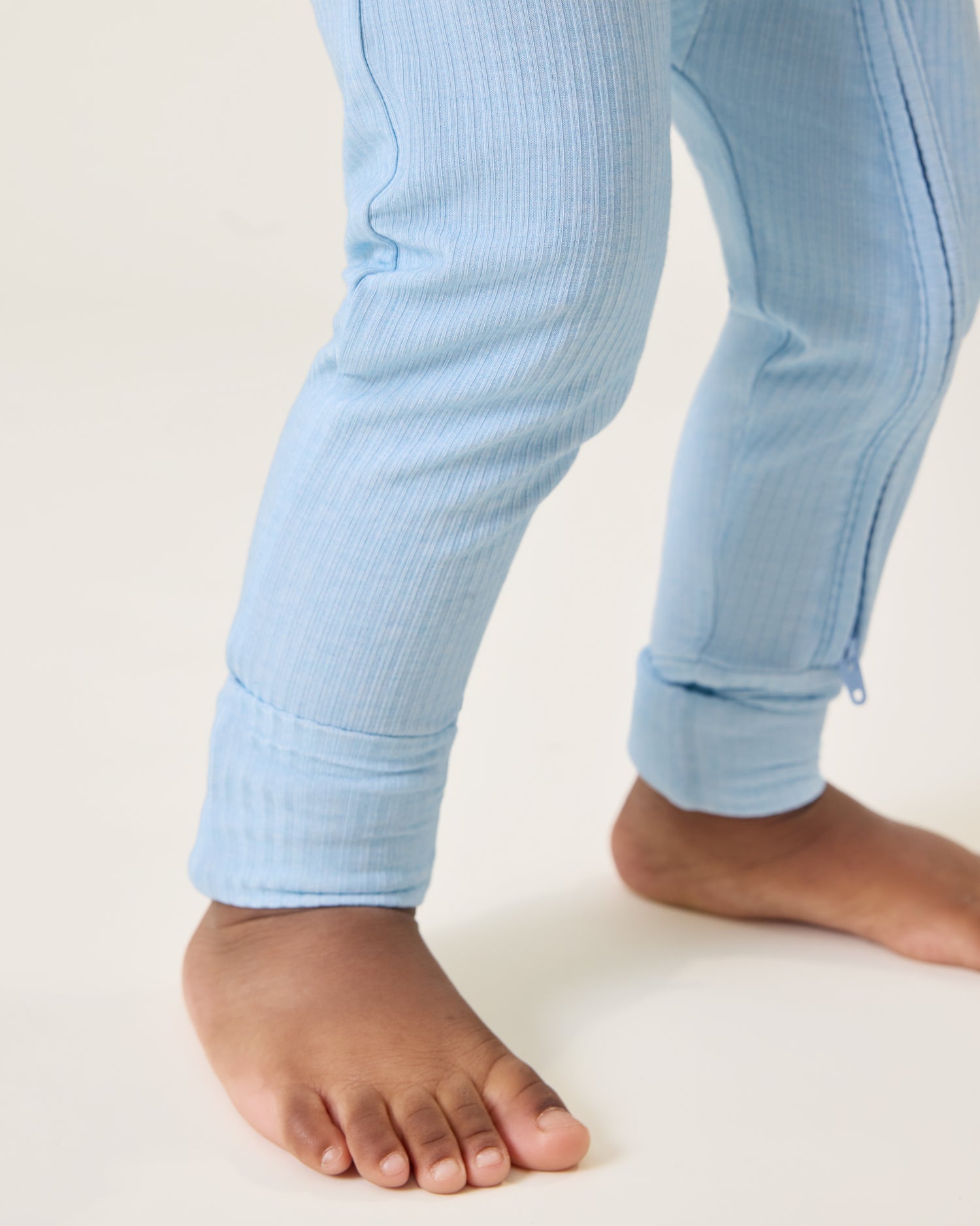 Ribbed Bamboo Baby Pajama | Blue Heather