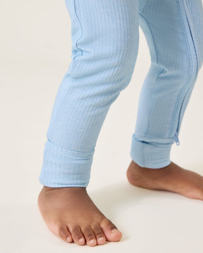 Ribbed Bamboo Baby Pajama | Blue Heather