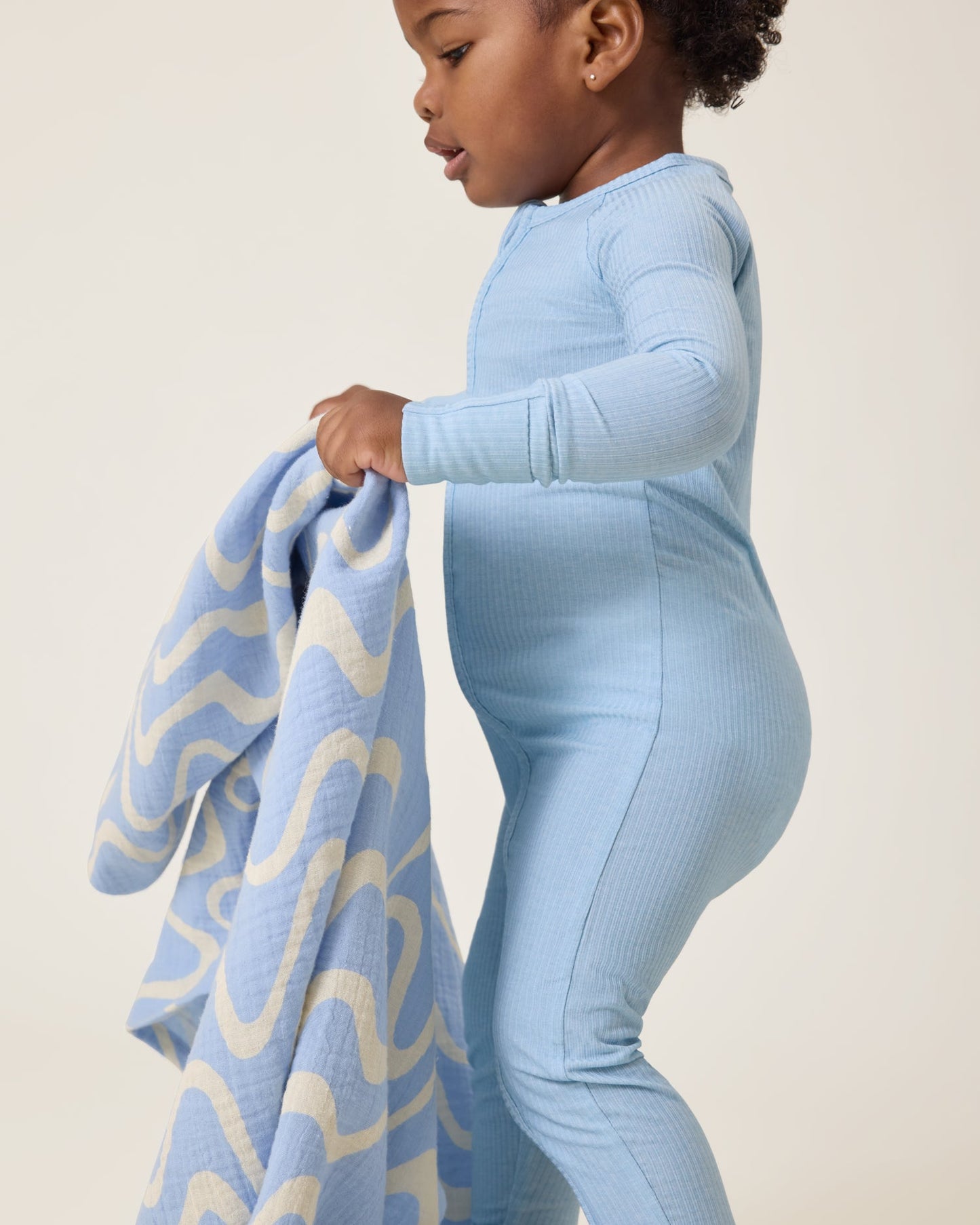 Ribbed Bamboo Baby Pajama | Blue Heather