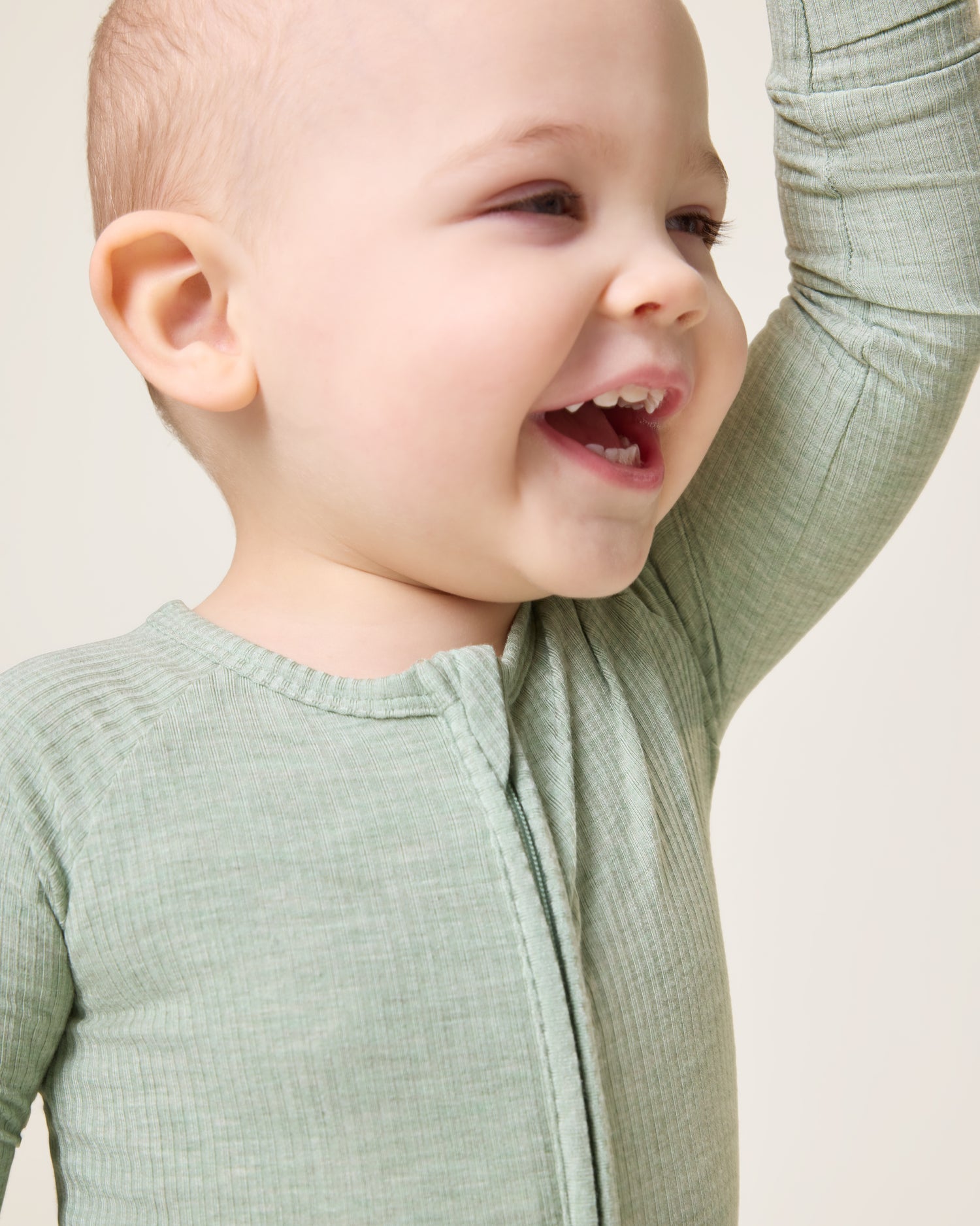 Ribbed Bamboo Baby Pajama | Sage Heather