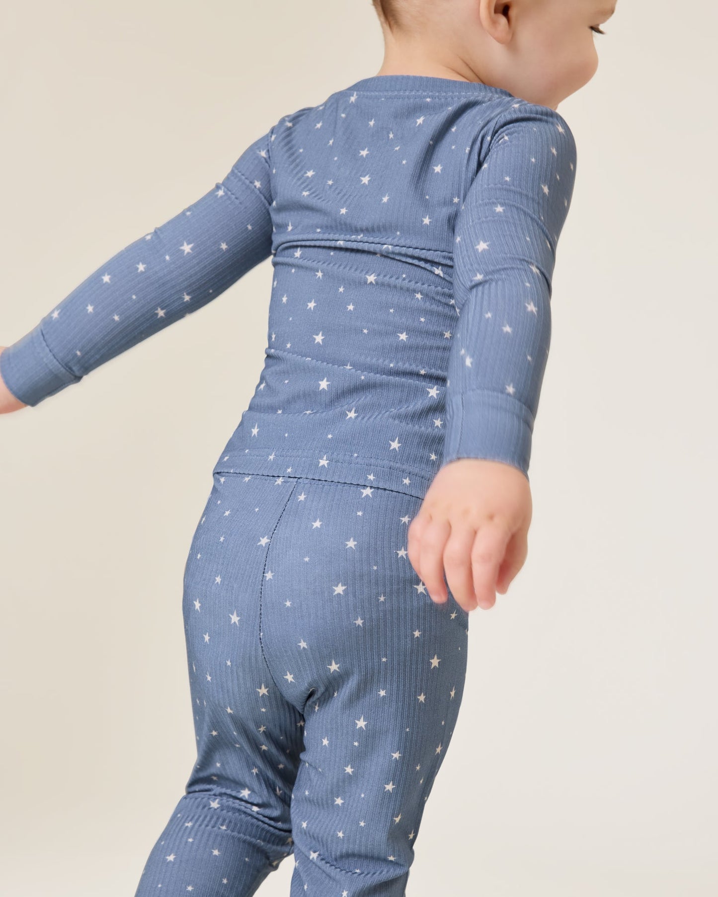 Ribbed Bamboo Baby Two-Piece Pajama Set | Blue Stars
