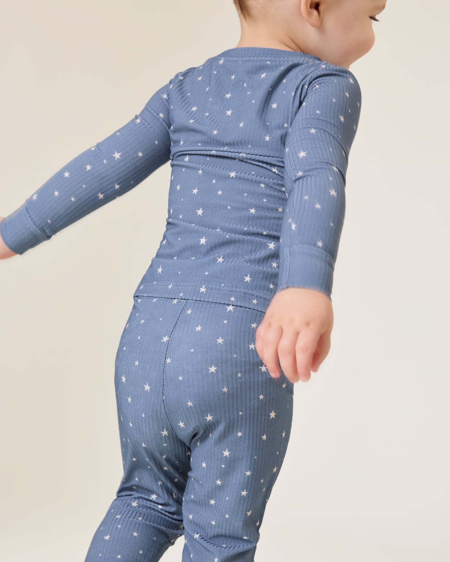 Ribbed Bamboo Baby Two-Piece Pajama Set | Blue Stars