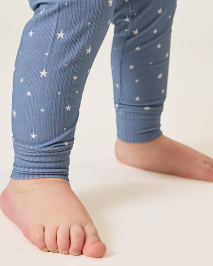 Ribbed Bamboo Baby Two-Piece Pajama Set | Blue Stars