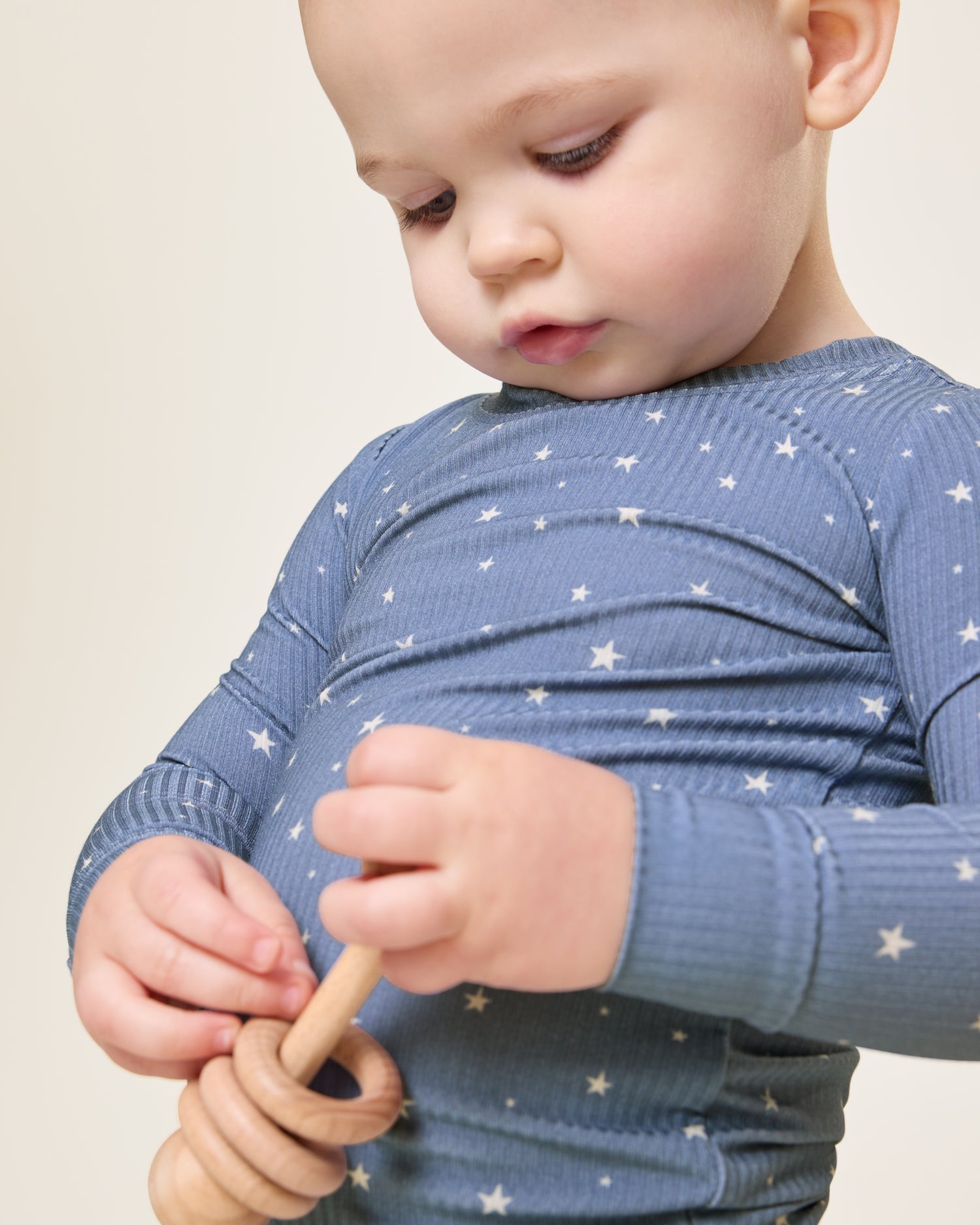 Ribbed Bamboo Baby Two-Piece Pajama Set | Blue Stars