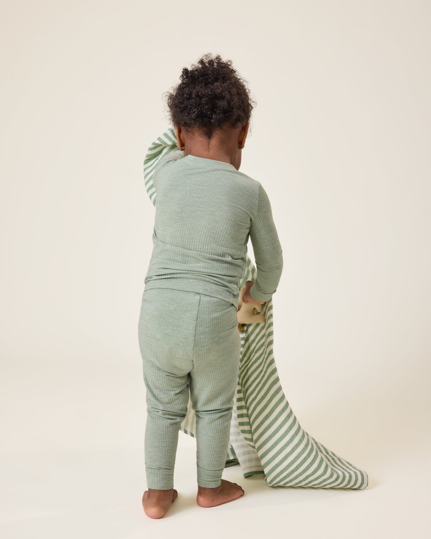 Ribbed Bamboo Baby Two-Piece Pajama Set | Sage Heather