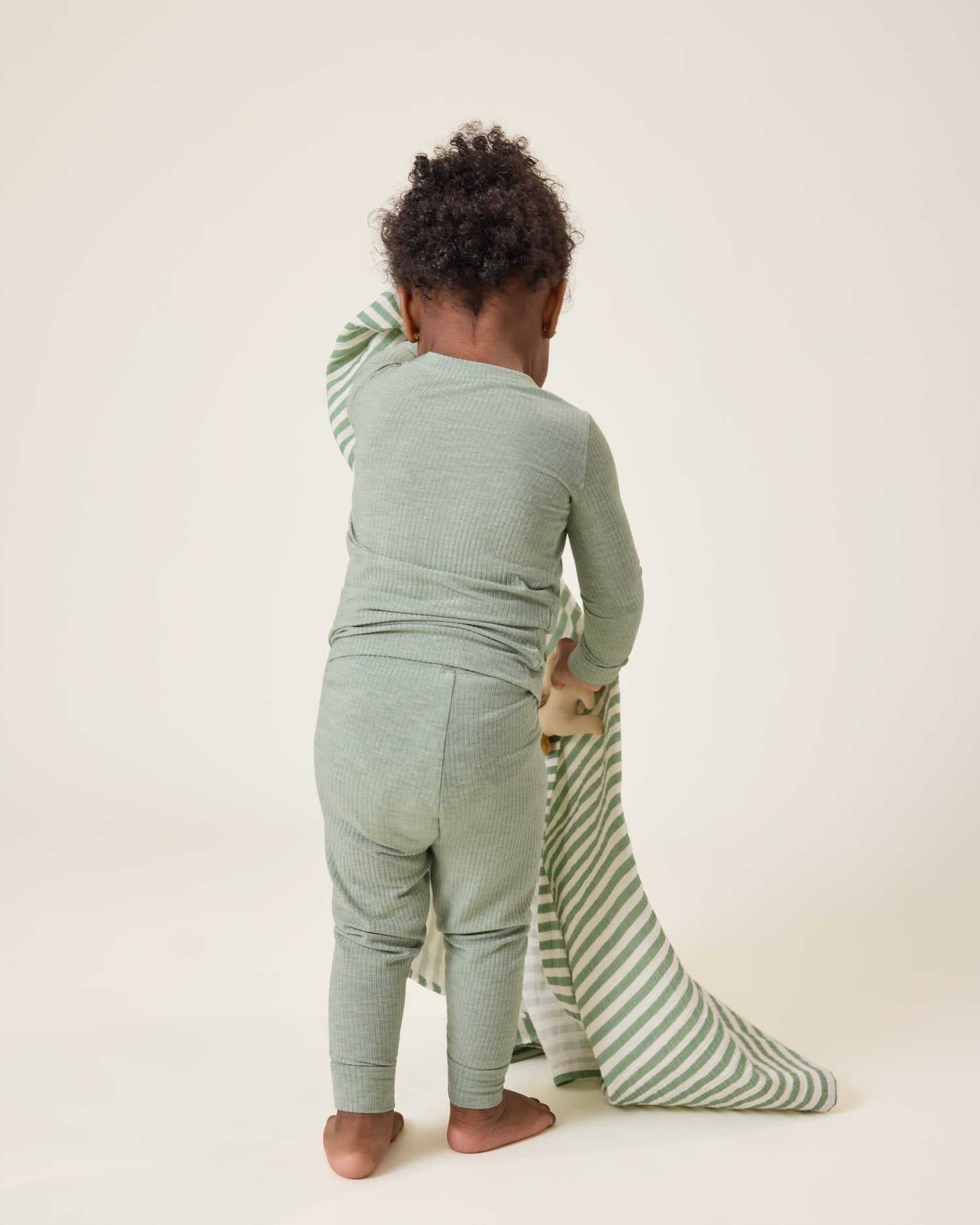 Ribbed Bamboo Baby Two-Piece Pajama Set | Sage Heather