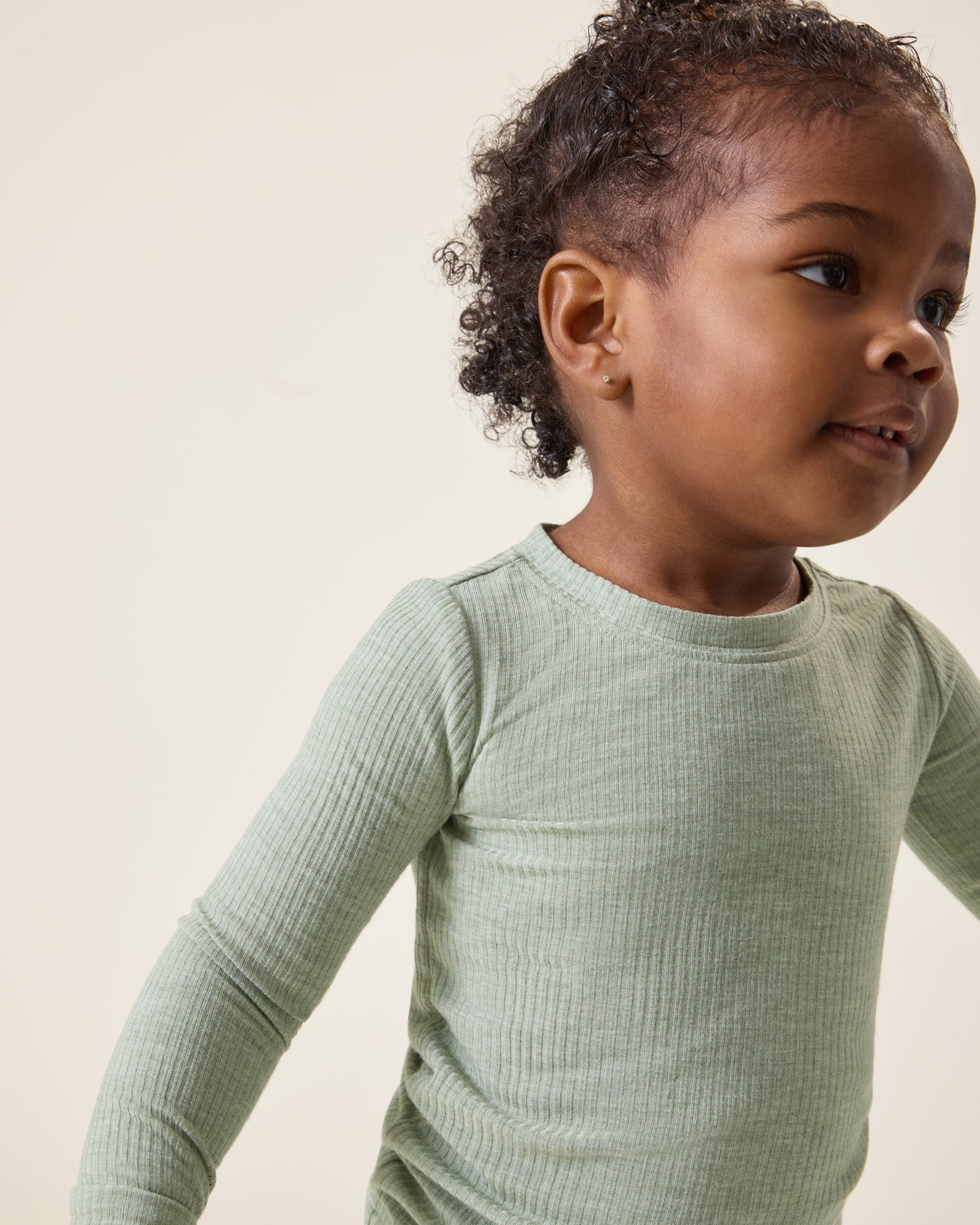 Ribbed Bamboo Baby Two-Piece Pajama Set | Sage Heather