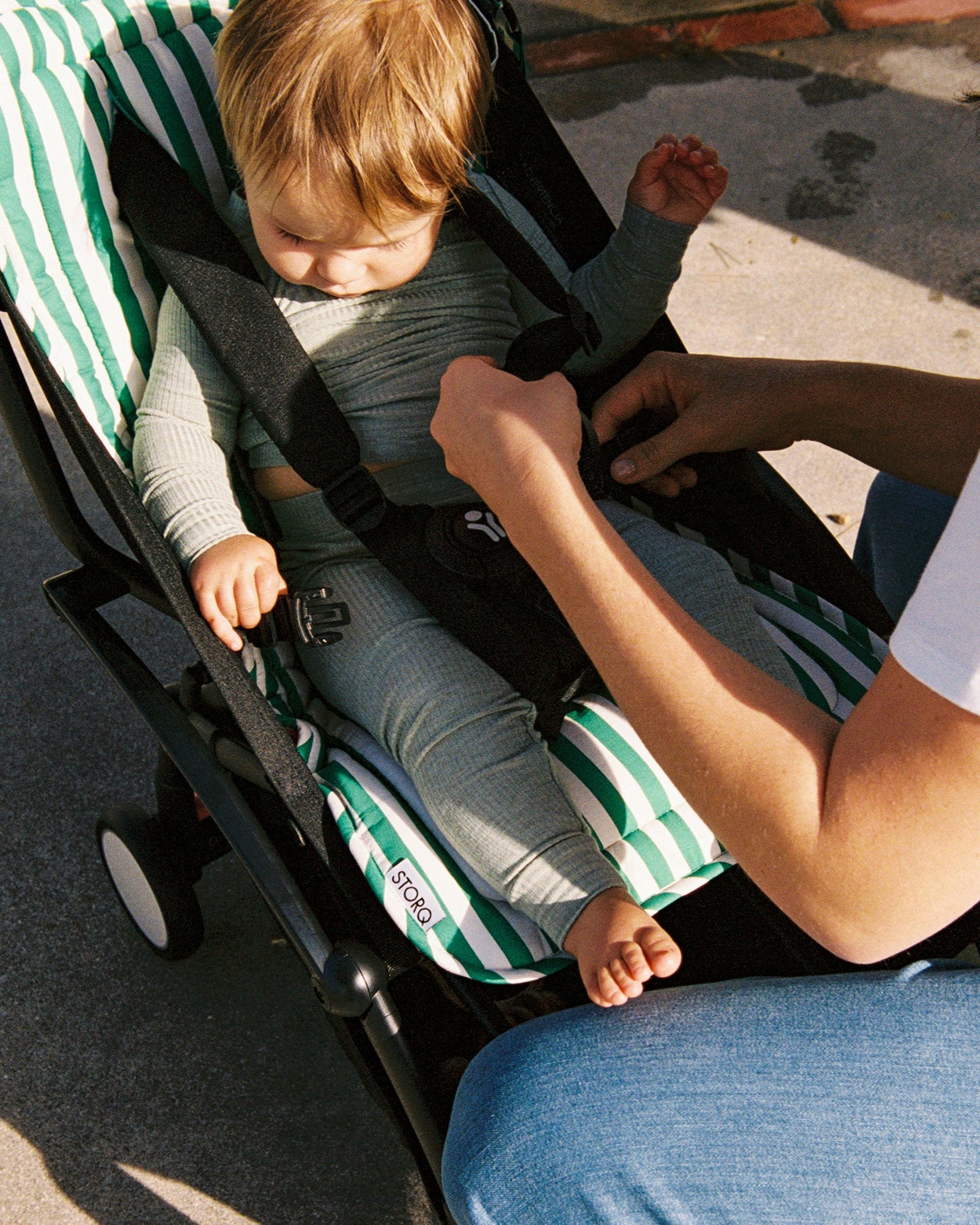 Stroller Party Seat Liner | Green Stripe