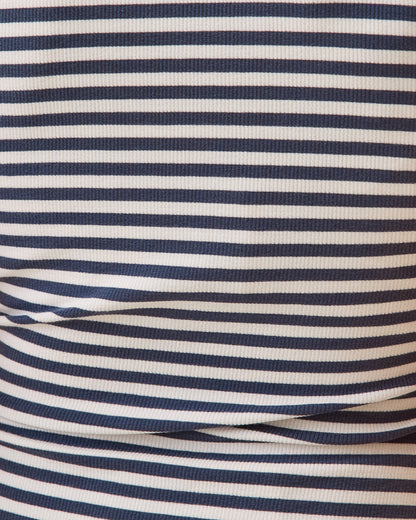 Ribbed Bamboo Scoop Neck Nursing Tank | Navy & White Stripe
