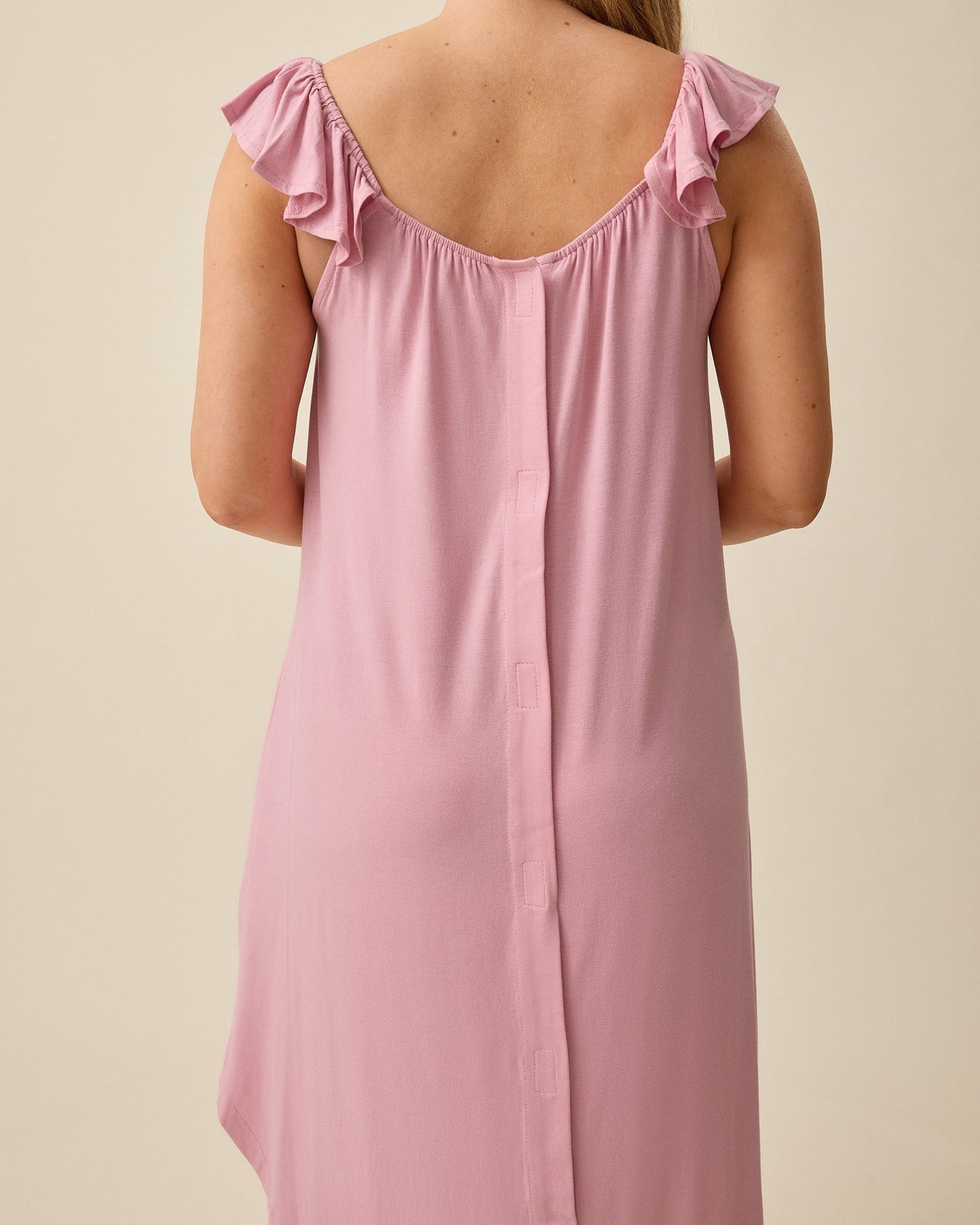 Ruffle Strap Labor & Delivery Gown | Light Mauve
