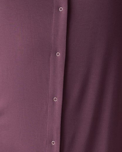 Ruffle Strap Labor & Delivery Gown | Burgundy Plum