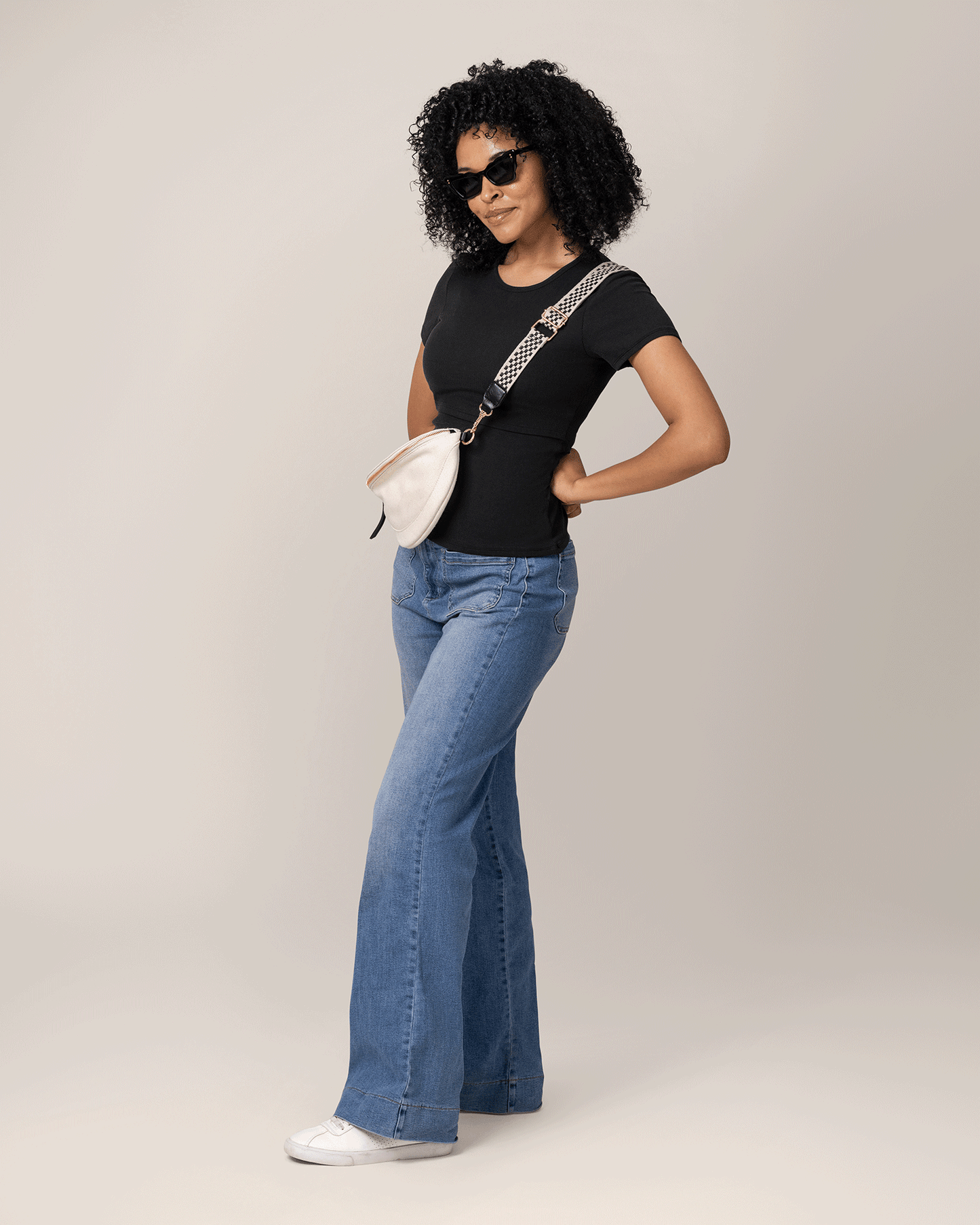 Ribbed Bamboo Crew Neck Nursing T-shirt | Black