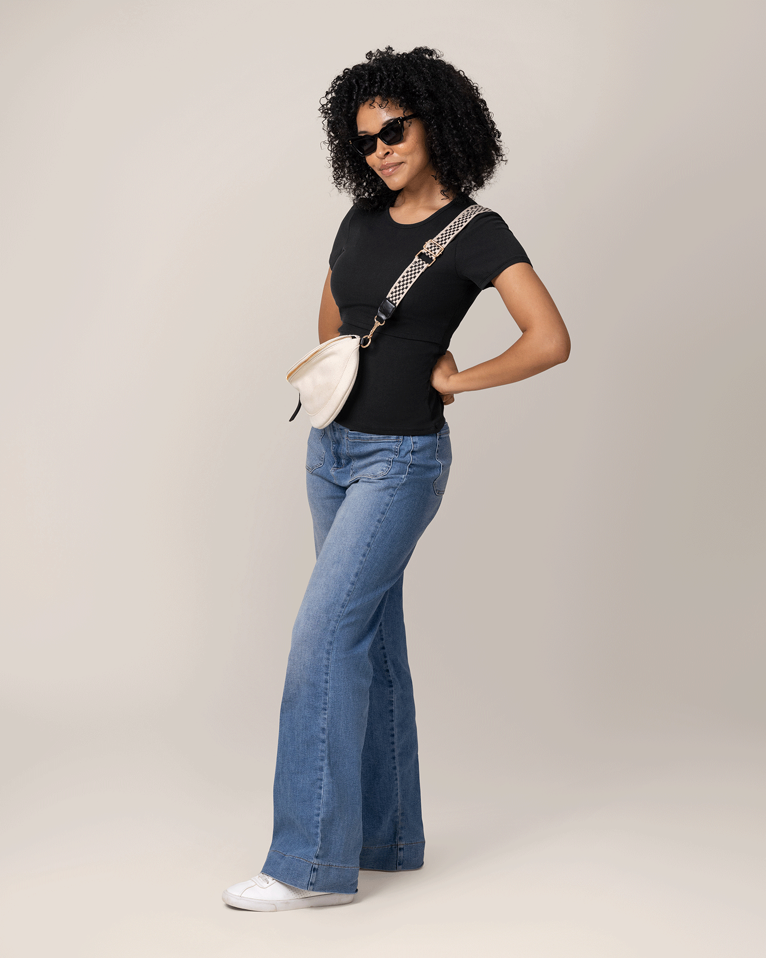 Ribbed Bamboo Crew Neck Nursing T-shirt | Black