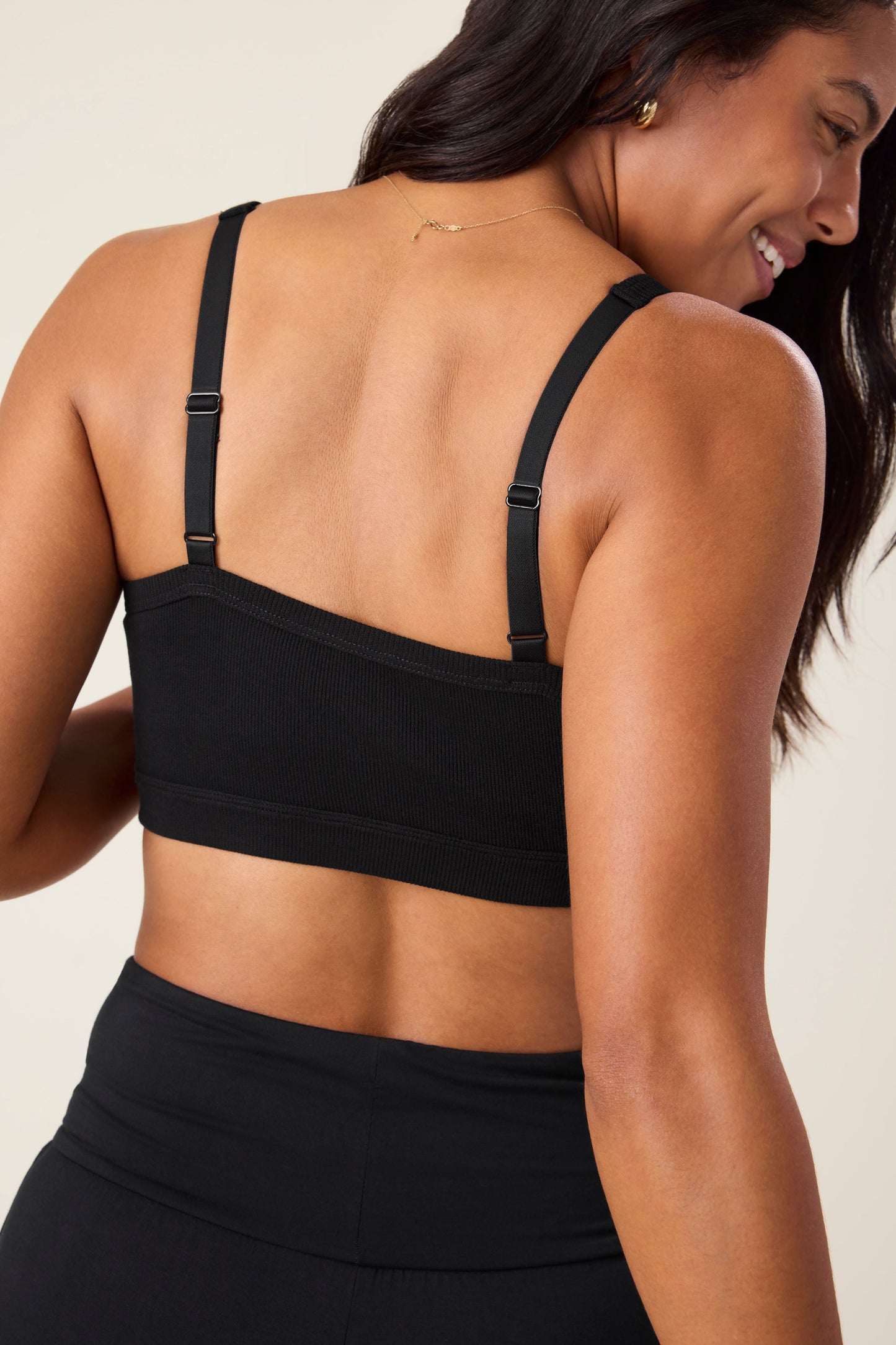 Ribbed Bamboo Pumping Bralette | Black