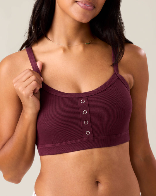 Ribbed Bamboo Pumping Bralette | Deep Burgundy