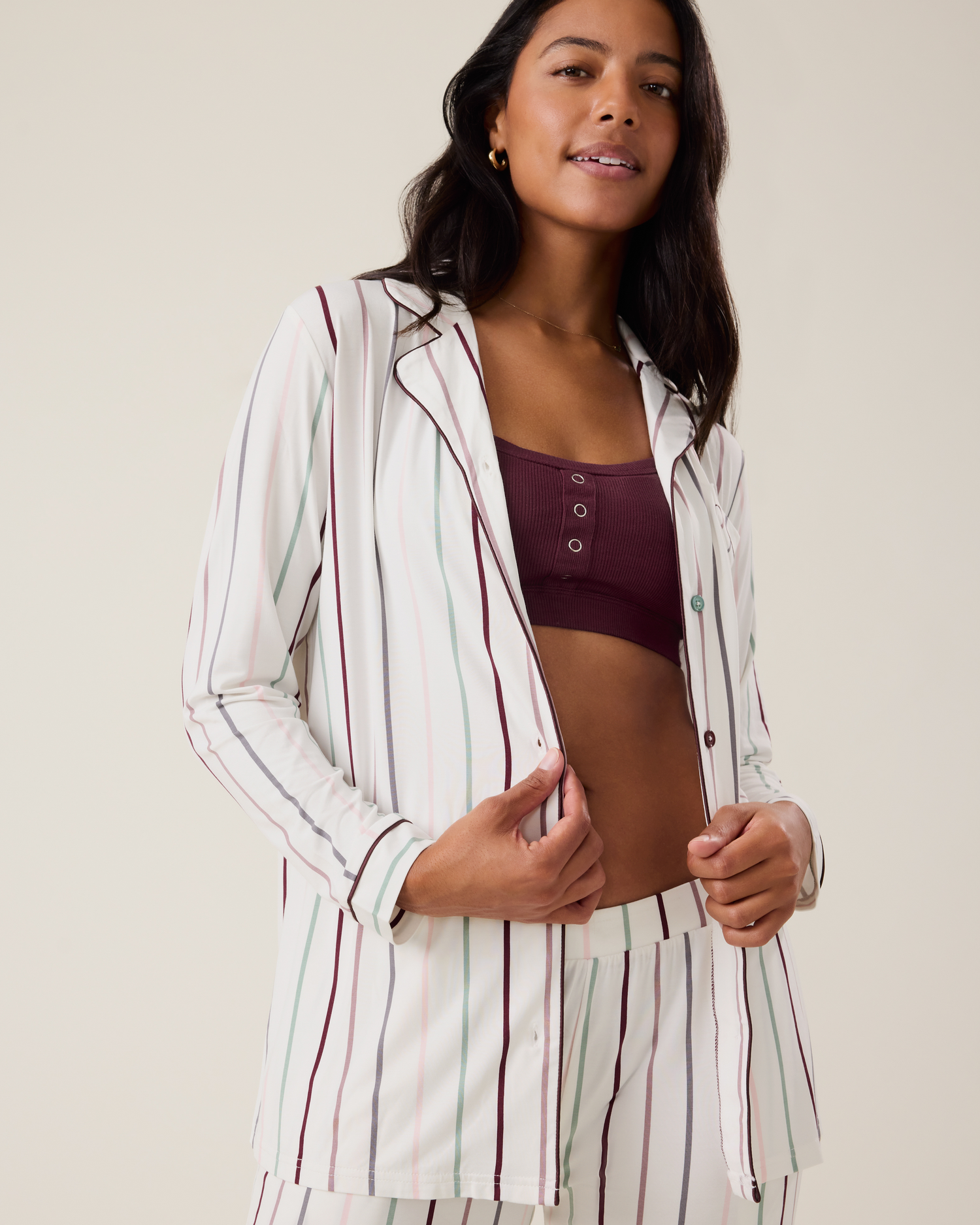 Clea Bamboo Long Sleeve Pajama Set | Classic Stripe
