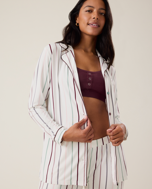 Clea Bamboo Long Sleeve Pajama Set | Classic Stripe