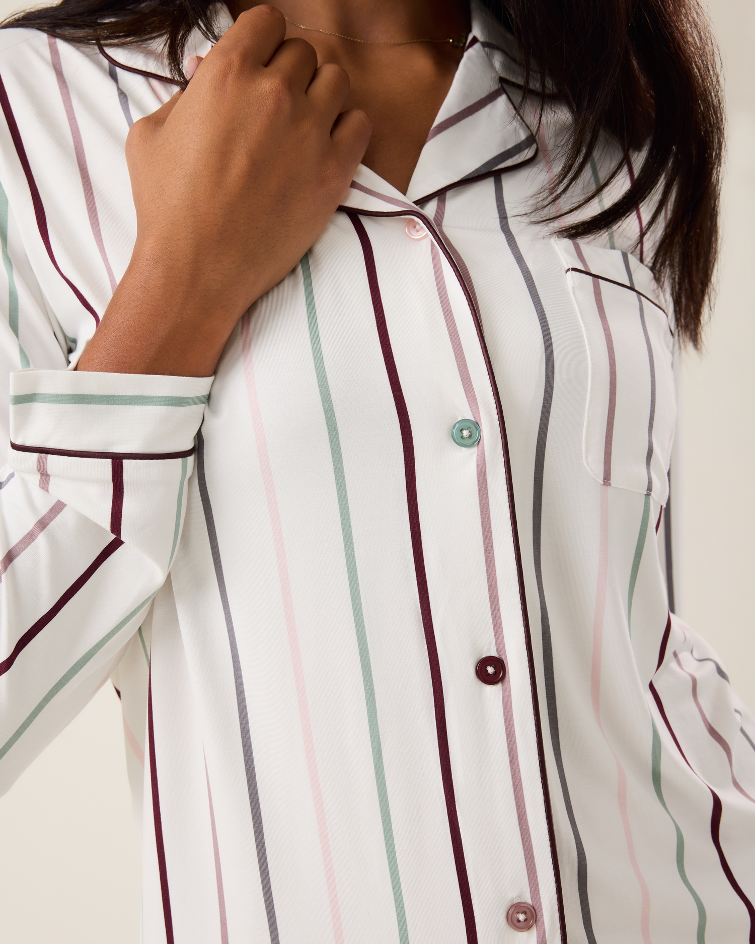 Clea Bamboo Long Sleeve Pajama Set | Classic Stripe