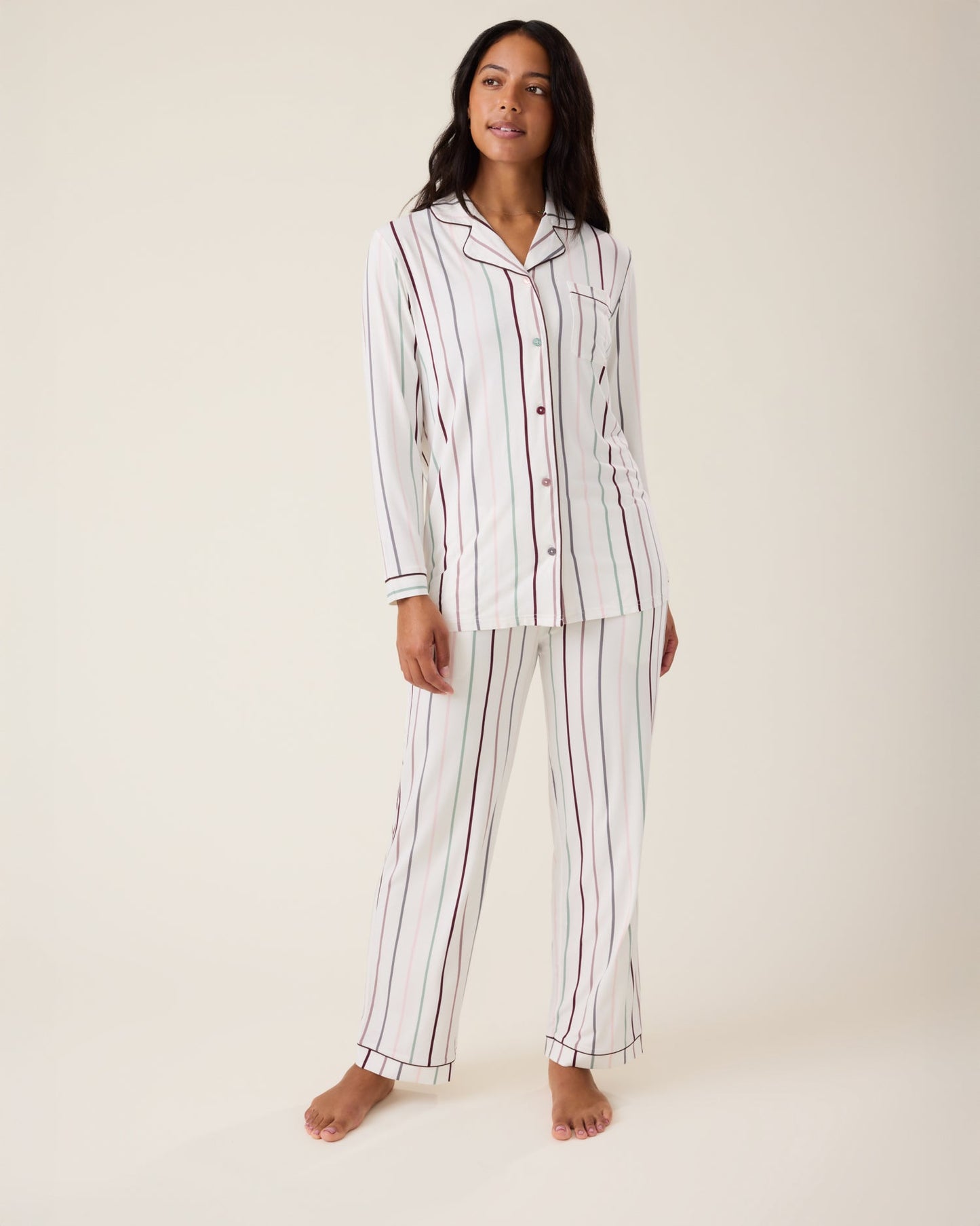 Clea Bamboo Long Sleeve Pajama Set | Classic Stripe