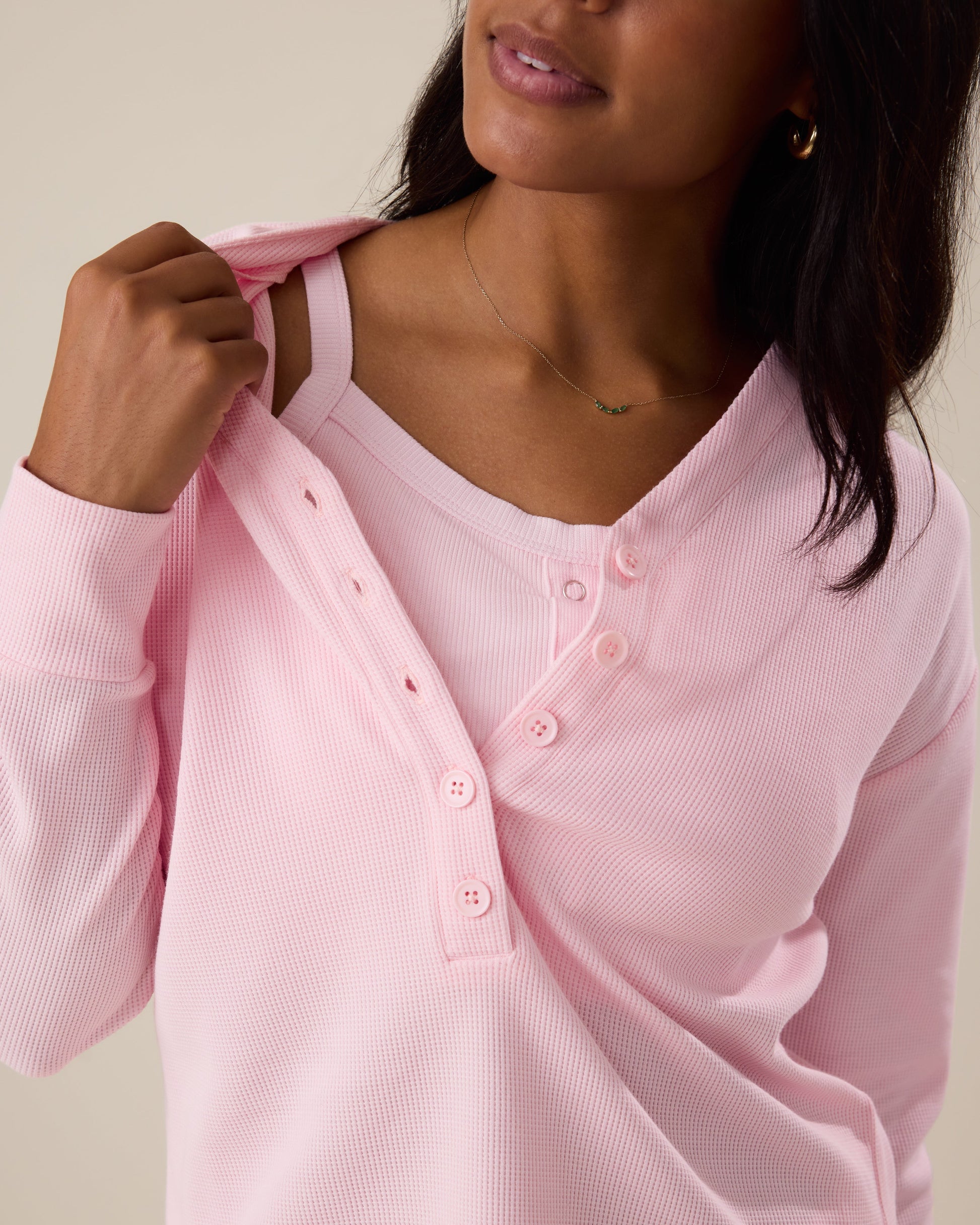 Waffle Maternity & Nursing Lounge Set | Pale Pink