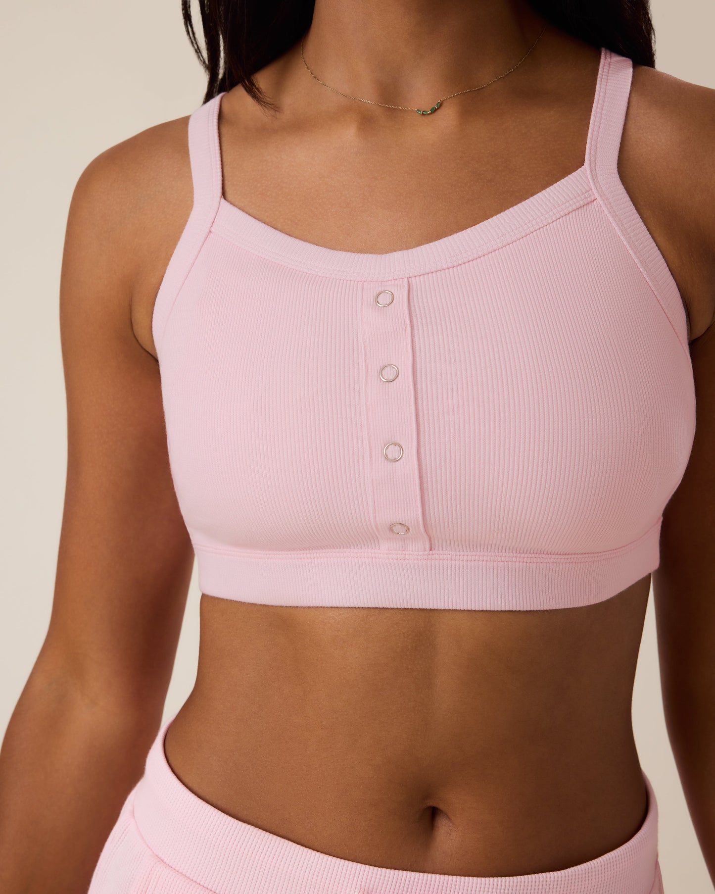 Ribbed Bamboo Pumping Bralette | Pale Pink