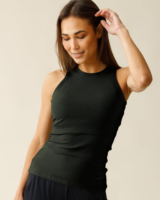 Ribbed Bamboo Racerback Nursing Tank | Thyme