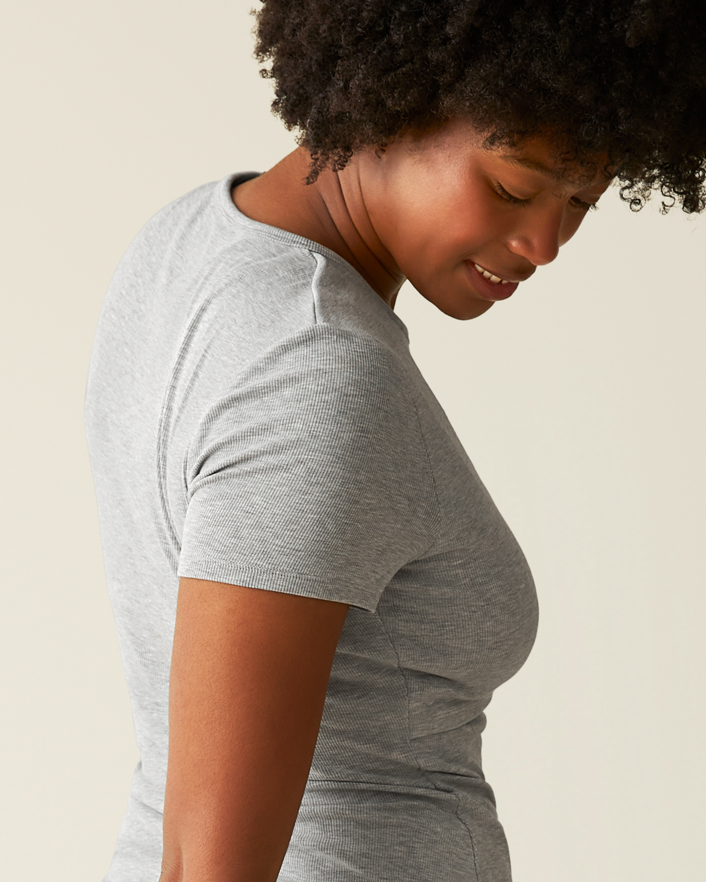 Ribbed Bamboo Crew Neck Nursing T-shirt | Grey Heather