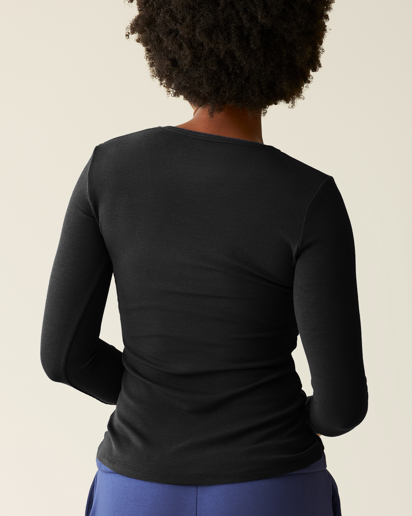 Ribbed Bamboo Long Sleeve Nursing T-shirt | Black