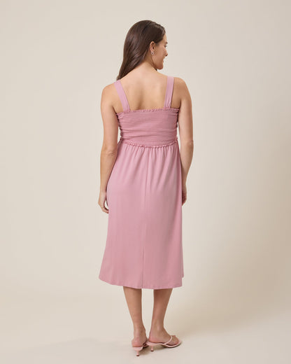 Sienna Smocked Maternity & Nursing Dress | Light Mauve
