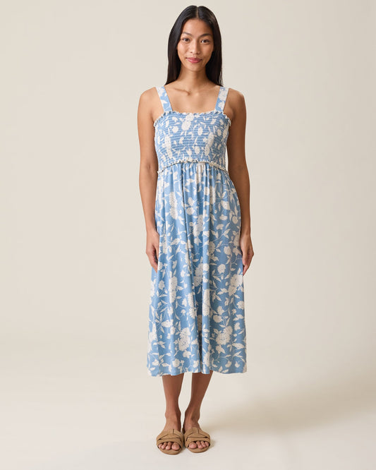 Sienna Smocked Maternity & Nursing Dress | Vintage Blue Floral