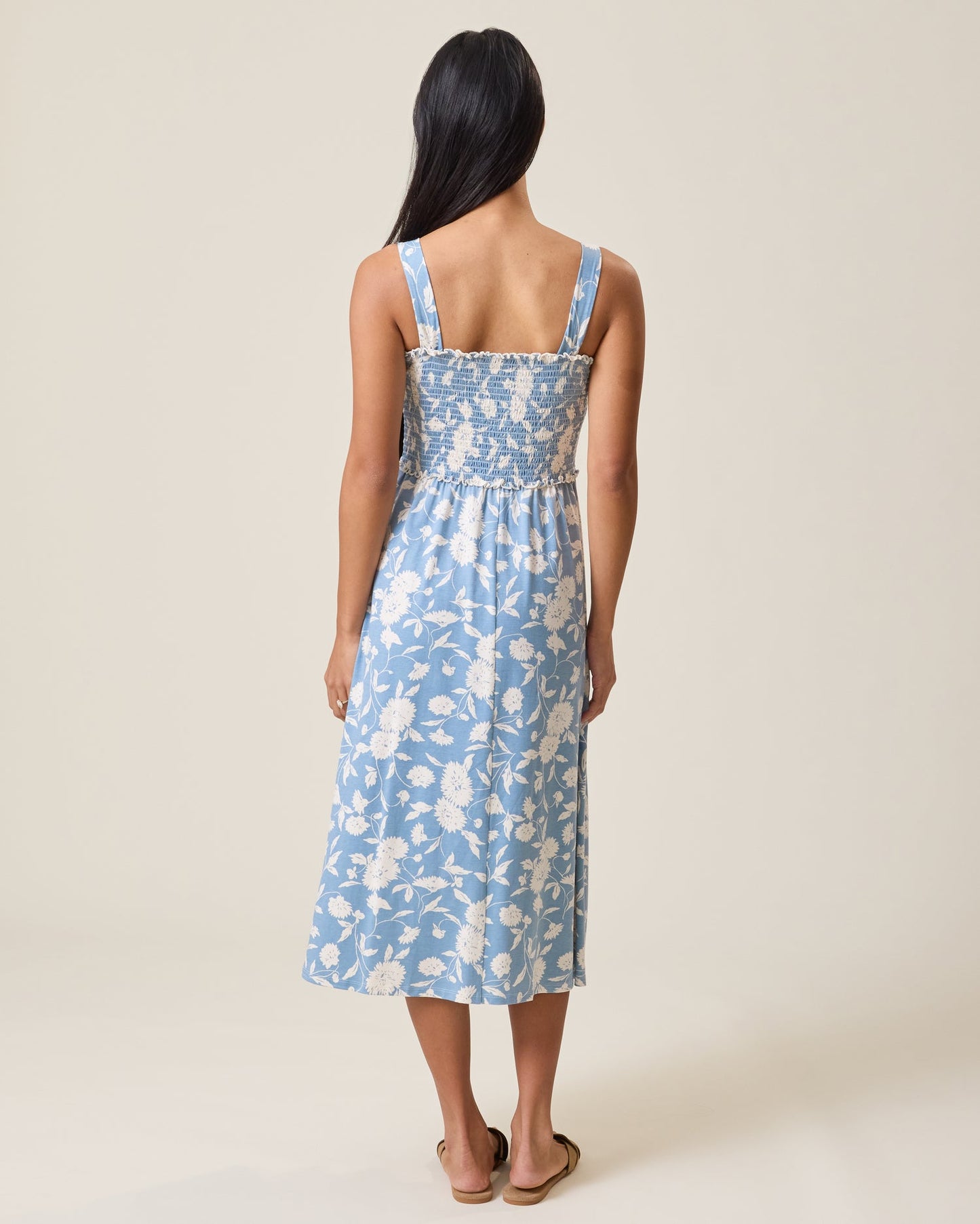 Sienna Smocked Maternity & Nursing Dress | Vintage Blue Floral