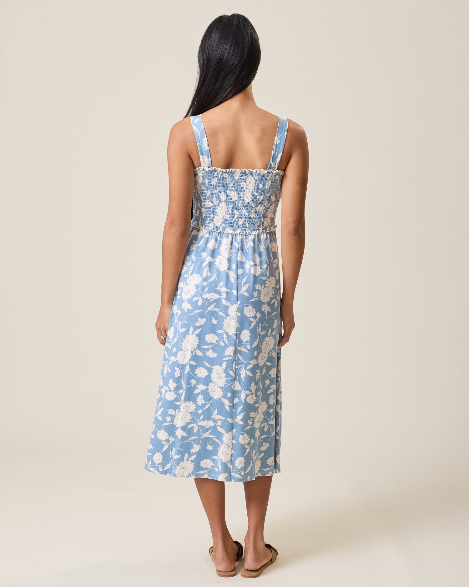 Sienna Smocked Maternity & Nursing Dress | Vintage Blue Floral
