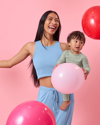 Sublime® Bamboo Maternity & Nursing Longline Bra Top | Vintage Blue