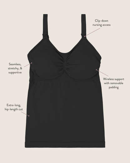 Sublime® Seamless Support Maternity & Nursing Cami | Black