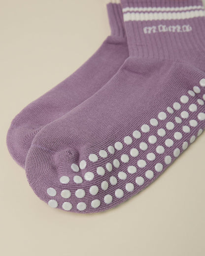 Non-Slip Quarter Crew Socks | Dusty Mauve & Ivory
