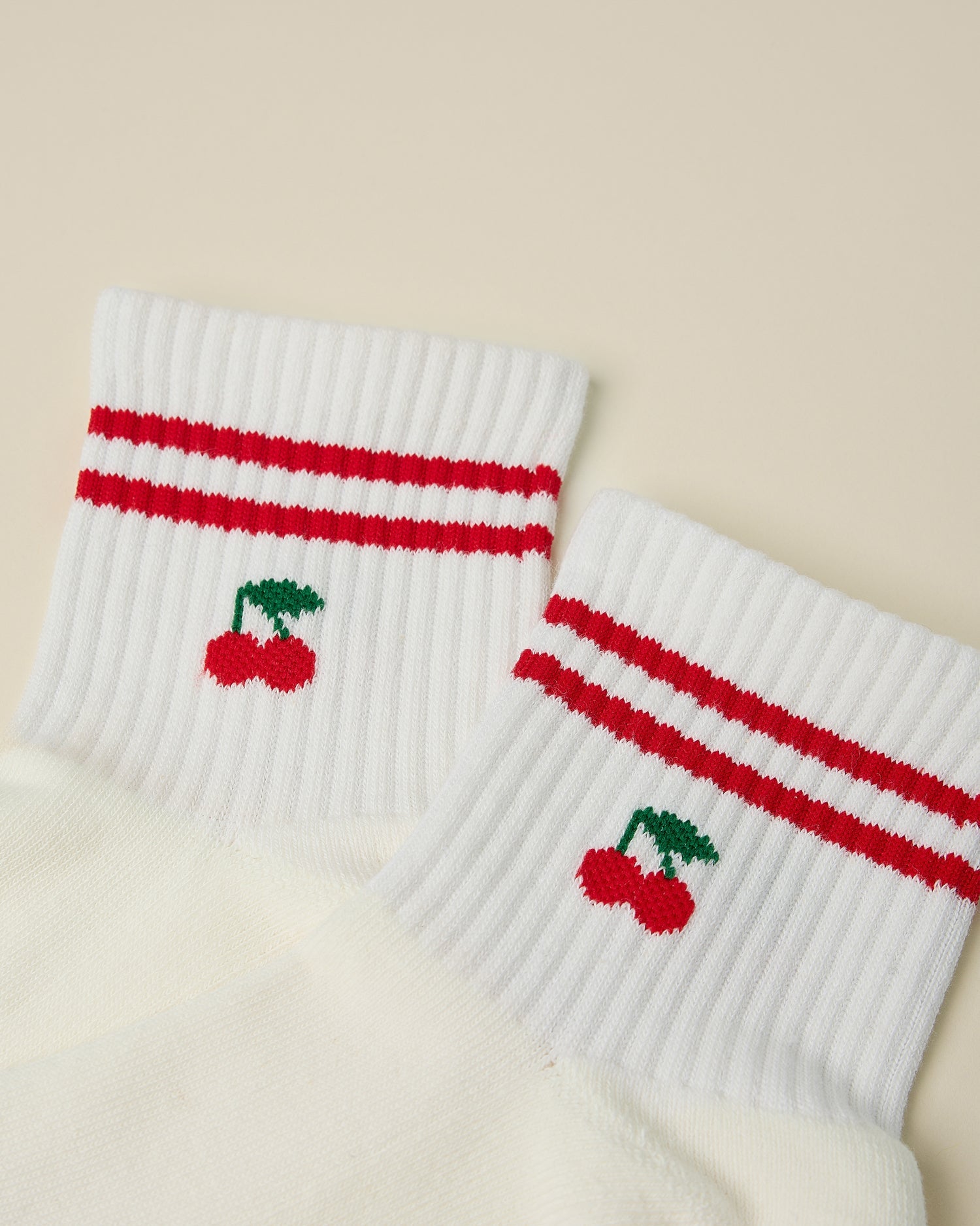 Non-Slip Quarter Crew Socks | White & Red