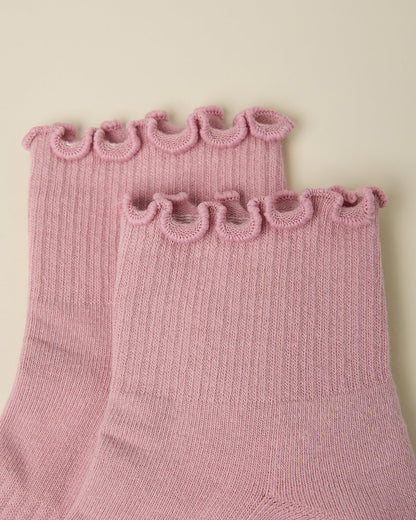 Non-Slip Ruffle Ankle Socks | Light Mauve