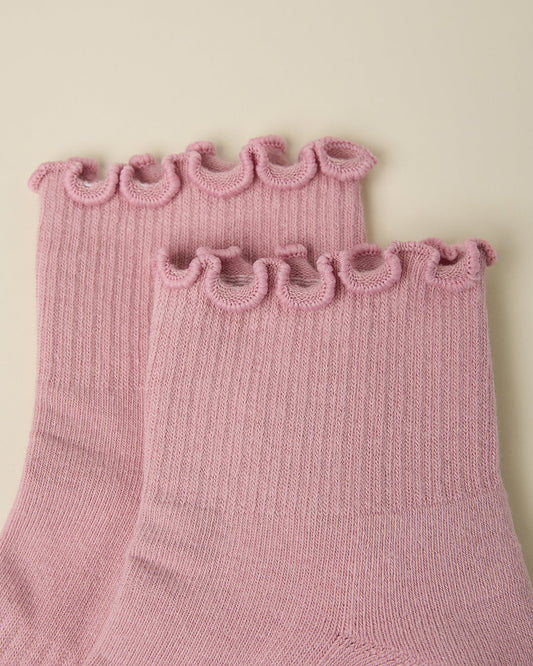 Non-Slip Ruffle Ankle Socks | Light Mauve