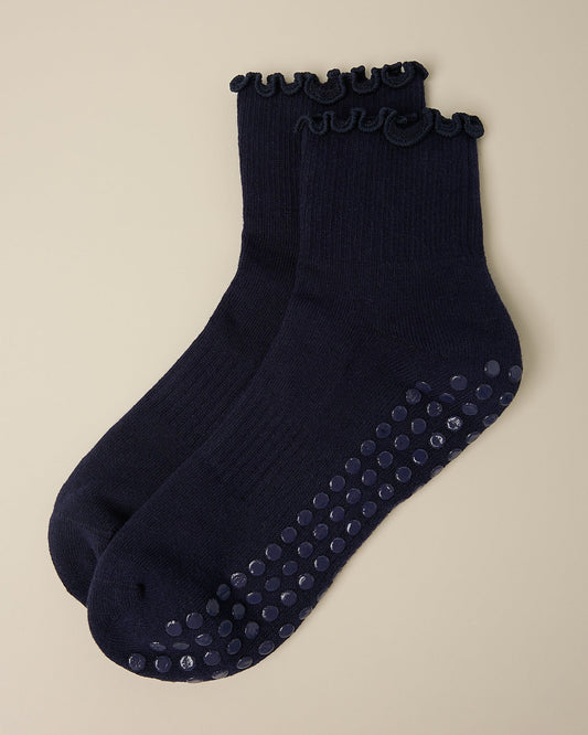 Non-Slip Ruffle Ankle Socks | Navy