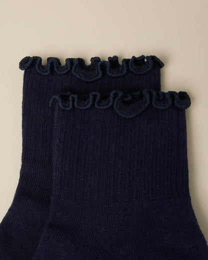 Non-Slip Ruffle Ankle Socks | Navy